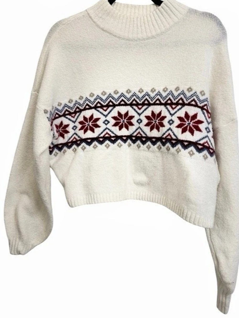 Hollister Fair Isle Snowflake Mock Neck Sweater XS